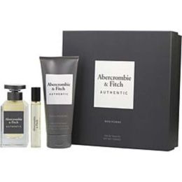 Abercrombie & Fitch Authentic By Abercrombie & Fitch Edt Spray 3.4 Oz & Body Wash 6.7 Oz & Edt 0.5 Oz Mini For Men