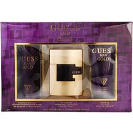 Guess Gold By Guess Edt Spray 2.5 Oz & Body Spray 6 Oz & Shower Gel 6.7 Oz For Men